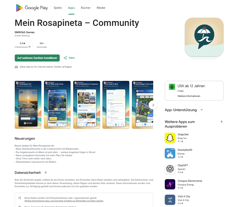 Mein-Rosapineta - Android-App & Web-App